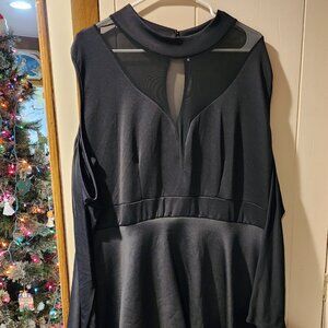 **Black Sheer Yoke High-Low Dress – Size 3XL**